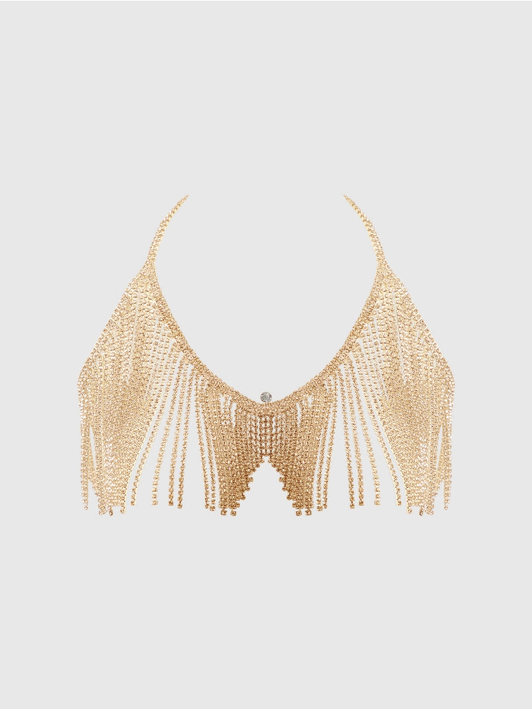 Rhinestone Fringe Bralette