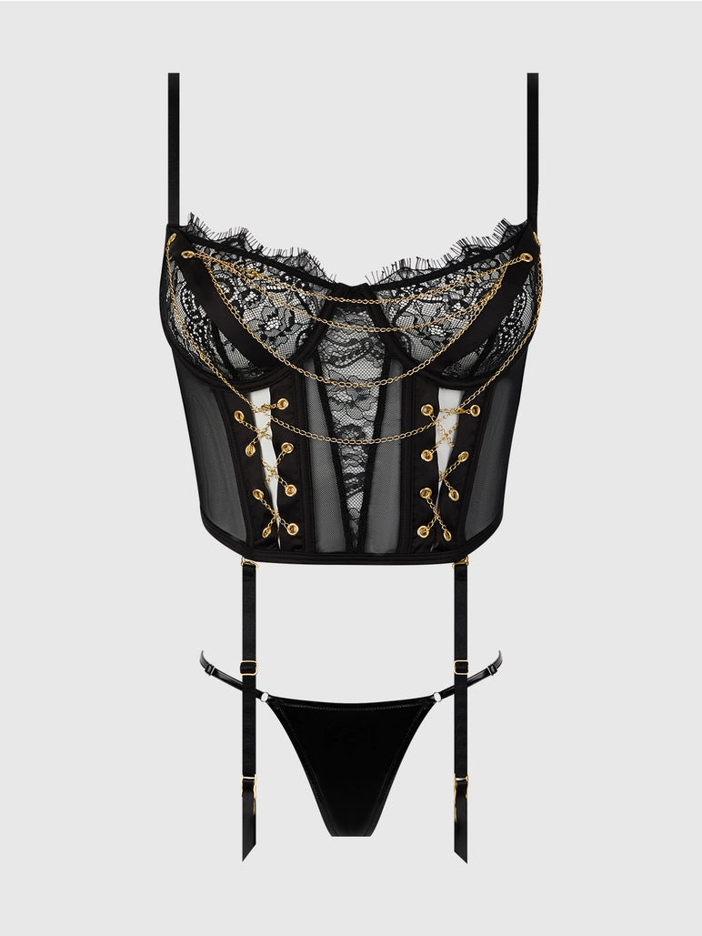 Eve Lace & Chain Bustier & G-String