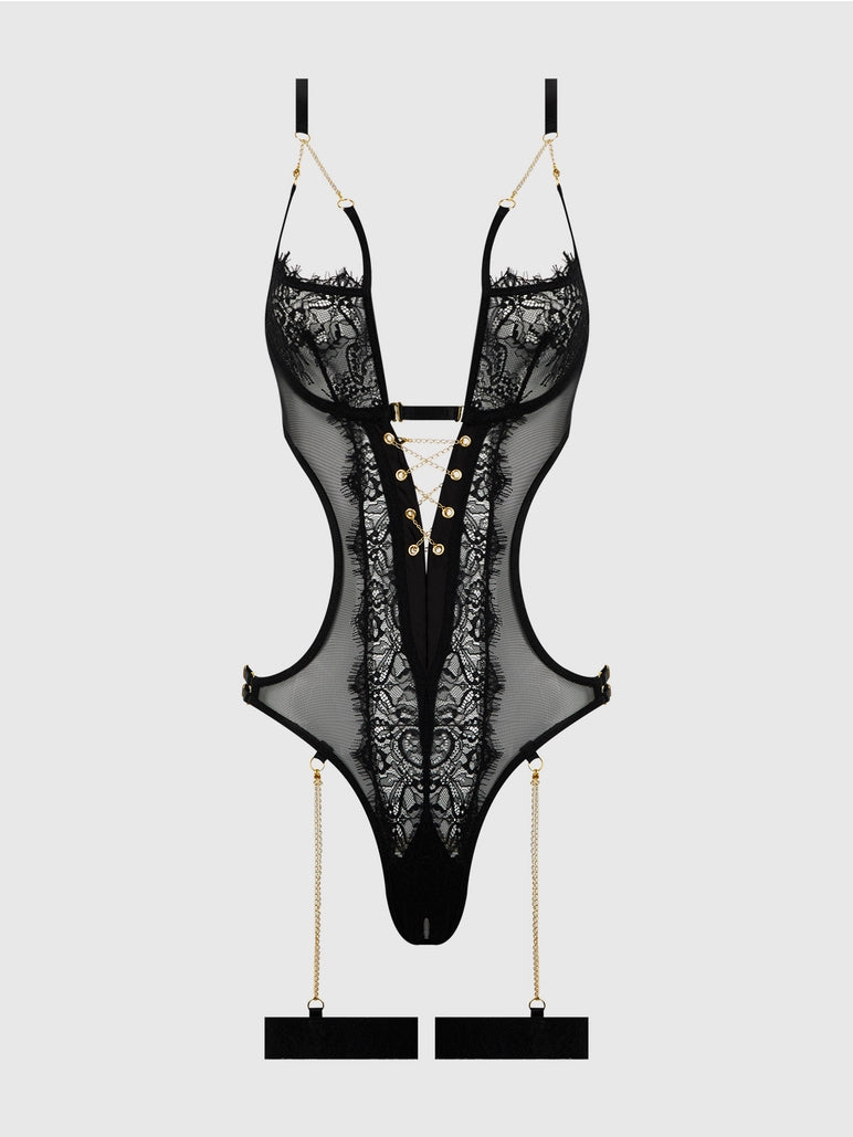 Eve Lace & Chain Teddy with Garters
