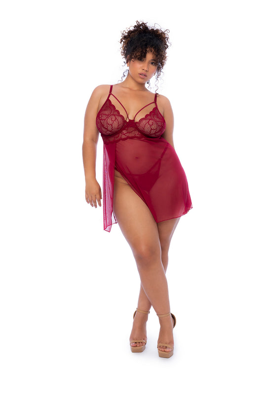 Sheer Babydoll With Lace Accent