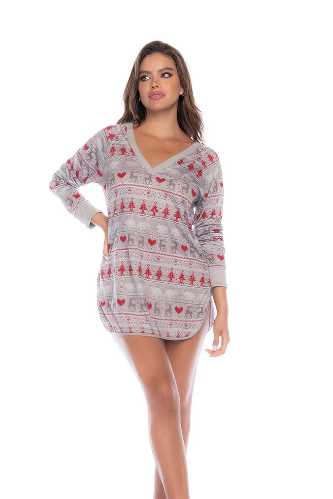 Festive Long Sleeve Sleep Chemise