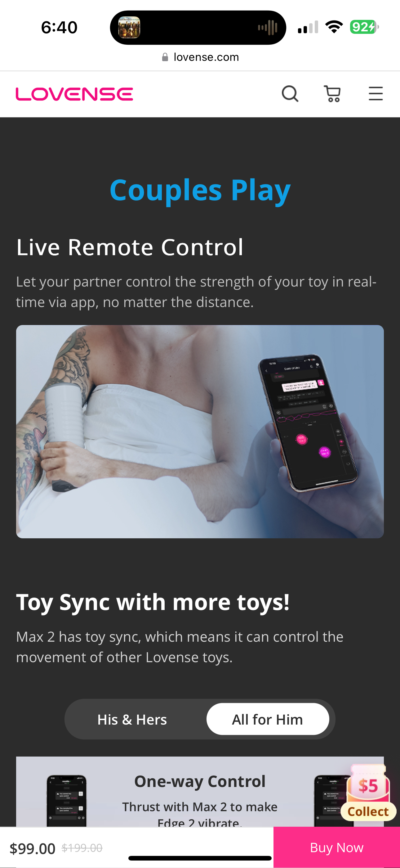 Max 2 App Controlled Masturbation Sleeve