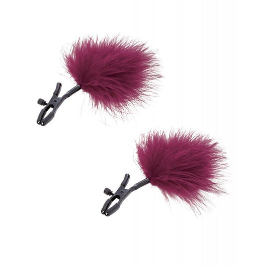 Burgundy Feather Nipple Clamps