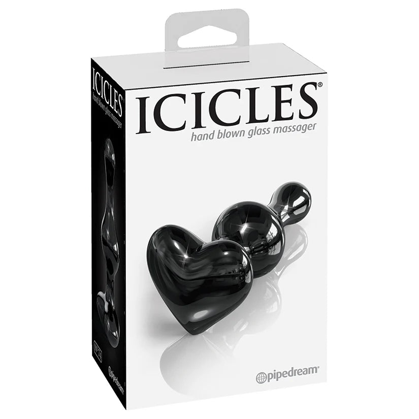 Icicles Black Heart Butt Plug- Glass