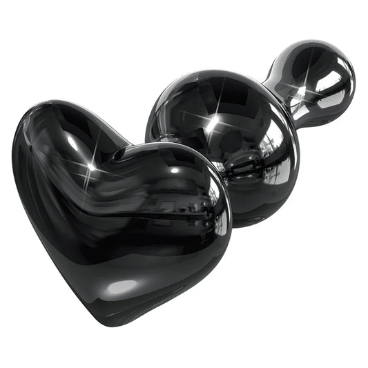 Icicles Black Heart Butt Plug- Glass