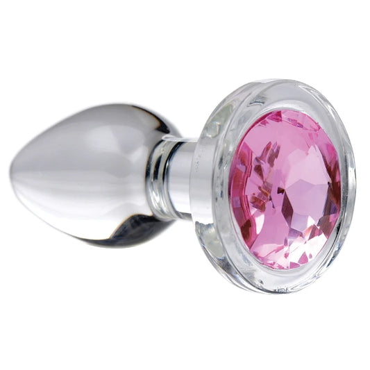 Pink Gem Glass Anal Plug- multiple sizes available